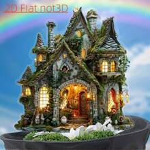 1 Piece, 2D Fairyland Cottage Garden Stake, Acrylic Outdoor Decoration With Ivy And Green Design, Whimsical Dwarf Statues And Colorful Flowers, Perfect For Independence Day Or Fantasy Themed Gardens, Whimsical Garden Decoration | Country Style Decoration | Fairy Garden Accessories