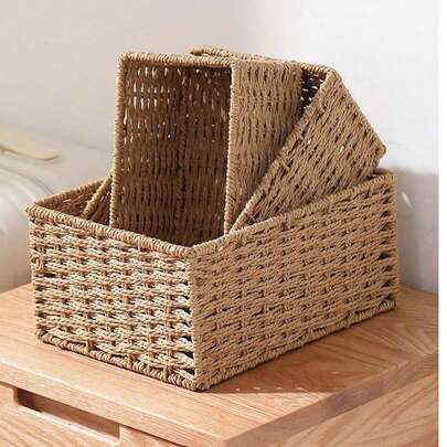 Handmade Camel Desktop Storage Box (Multiple Sizes Available) - Office Desk Organizer, Living Room Shelf Storage Box, Entryway Catchall Tray, Bedroom Vanity Organizer, Kitchen Counter Storage Rack | Minimalist Japanese High-End Storage & Organization Box