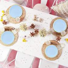 10pcs/20pcs/40pcs/Set,Light Blue Paper Scalloped Plates With Gold Foil9 Inch 7 Inch Disposable Blue Scalloped Dinner Plates For Wedding Shower Birthday Party Dessert Plate - Blue - View 6