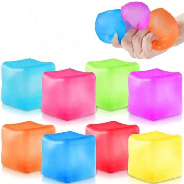 Stress Cube, brinquedo sensorial de bola de pressão macia para adultos, traz o melhor relaxamento e calma, Fidget Toy, bola de compressão para alívio do estresse para adultos, proporciona o melhor relaxamento e calma, Fidget Toy pode coletar Stress Relief Cube, bola macia - bola elástica de alívio do estresse que sobe lentamente, bloco de gelo para alívio do estresse, ferramenta pequena para alívio do estresse e ansiedade, Natal