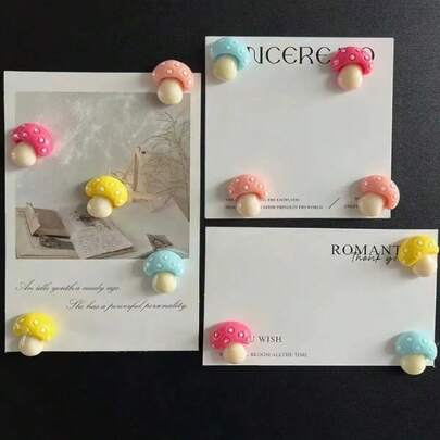 Set de 12 pegatinas magnéticas de hongos de colores divertidos para tablero de notas en el refrigerador, oficina, cocina o decoración