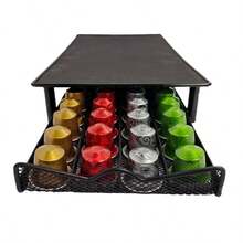 1pc Modern Simple Metal Iron Coffee Capsule Storage Holder, Desktop Coffee Capsule Organizer - Black - View 4