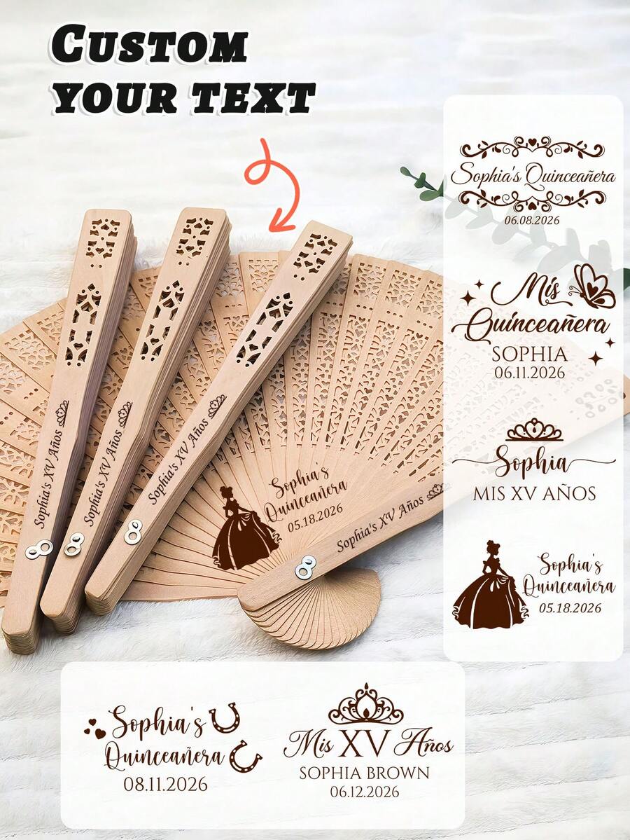 Wooden Fans With Custom Engraving, Wedding Guest Favors, Engagement Personalized Keepsakes, Bridal Shower SurpriseBulk Wedding Fan Favor For Guests Personalized Fans Party Favors Wedding Favor Ideas Gift For Couples Hand Fans Bridal Gift Baby Shower Gift - Multicolor - View 1
