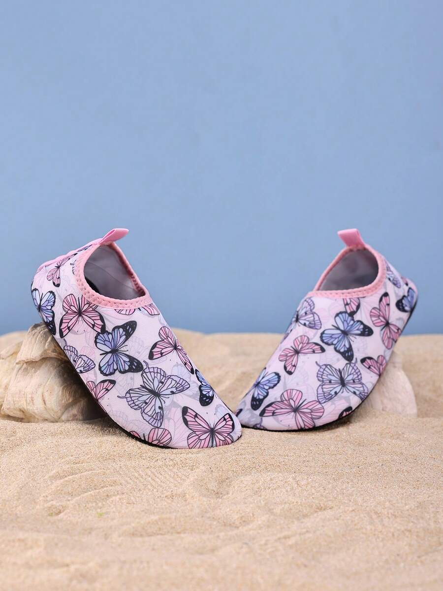 1 Pair Kids Outdoor Sports Casual Fashion Anti-Slip Breathable Cartoon Pattern Sandals, Boys/Girls Beach/Aqua Shoes, Dinosaur/Unicorn - Pink - View 1