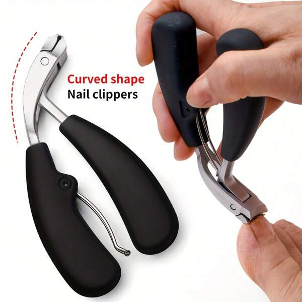 Modern Stainless Steel Nail Clippers, Curved Blade Design, Heavy Duty Nail Clippers, Nail Trimmer, Toenail Clippers, Nail Scissors, Curved Design, Large Opening, Suitable For Thick Nails, Elderly Use, No Flying Chips, Precise Trimming For Men's Toenails, Long Handle, Angled Blade Design