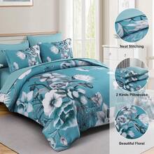 7 Pieces Purple Floral Comforter Sets Full Queen King Bed In A Bag,Elegant Flower Comforter With Sheet Set, Soft Microfiber Bedding Set For Wedding Items,Valentines Day Home Bed Room Decor,Mothers Day Gift,All Season - Thủy 2 - Xem 6
