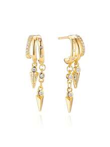 Stylish Designer 925 Sterling Silver Luxury Fantasy Geometric Tassel Zirconia Drop Stud Earrings For Women Daily Wear High Quality