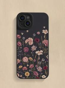 Perforowana prosta krawędź Ditsy Floral Czarna podstawa Kolorowe malowanie Etui na telefon antypoślizgowe kompatybilne z 14 Pro Max, 13, 11, XR, 7/8, Galaxy S22, S21, A16, A03s, A04, A12, A13, A14