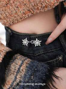Boucle de ceinture métallique rétro en forme d'étoile à cinq branches, avec un design unique, un outil de serrage, réglable