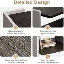 Mesa de centro de 2 niveles con estante de almacenamiento FABATO, mesa de centro rectangular de madera, mesa de centro moderna y simple, mesa auxiliar pequeña para sala de estar, fácil montaje, negro carbón y beige - 1 - Ver 6