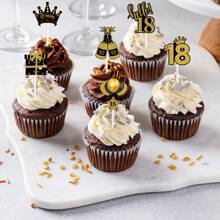 12pcs Happy 18th 30th 40th Birthday Cupcake Plugin, Party Baking Desserts And Cake Accessories