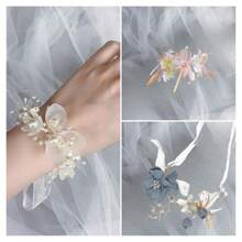 1 Peça Nova Flores de Pulso de Casamento, Pulseira de Pérolas Fada Super da Noiva para Casamento, Jóias de Casamento para Damas de Honra e Irmandade
