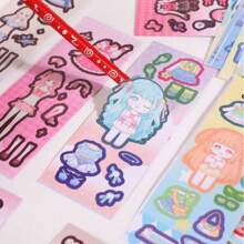 120 Peças Conjunto de Adesivos de Fantasia de Princesa, Decoração de Desenho Animado Fofa e Encantadora para Meninas