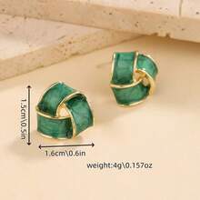 1 Pair Fashionable Versatile Simple Enameled Geometric Stud Earrings - Green - View 4