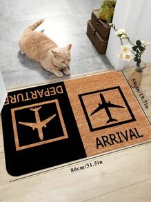 1pc Airplane Patterned Doormat, Soft Plush Absorbent Non-Slip Rectangular Rug Suitable For Entryway, Bedroom, Home