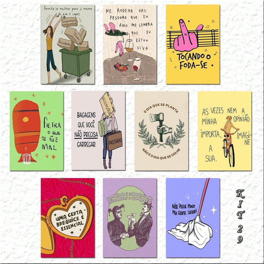 Frames Different Decoration Funny Motivational Phrases Colorful Contemporary Filter What Is Bad For You Various Models Kit 10 Plates 13x20cm - 薑色 - 查看 1