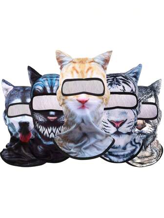 1 件男女通用 3D 动物图案面罩，适合水上运动、旅行、徒步旅行、滑雪等户外活动，适合日常使用