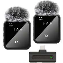 Wireless Lavalier Microphone For Phone IPad TypeC Lapel Mics Plug-Play 2.4G Ultra-Low Delay Built-In Noise Reduction Chip Working Time For Video Recording Interview Podcast Vlog