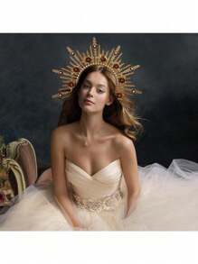 Diadema de corona para mujer, tocado de diosa para cosplay, diadema para fiestas de disfraces y bodas, diadema, aro para el cabello