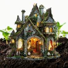 1 Piece, 2D Fairyland Cottage Garden Stake, Acrylic Outdoor Decoration With Ivy And Green Design, Whimsical Dwarf Statues And Colorful Flowers, Perfect For Independence Day Or Fantasy Themed Gardens, Whimsical Garden Decoration | Country Style Decoration | Fairy Garden Accessories