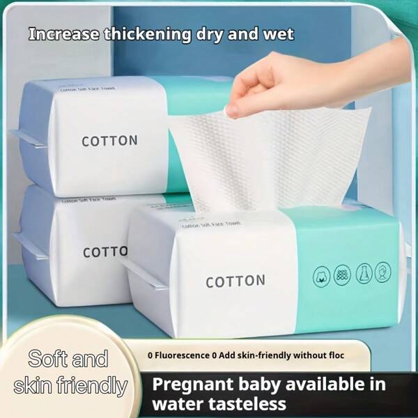 60pcs/80pcs/100pcs Pack Disposable Use Pure Cotton Thick Face Towels, Baby Soft Facial Cloths, Salon & Spa Makeup Remover Wipes