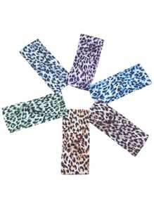 1/6pcs Elastane Fashion Leopard Print Yoga Headband - Wide Knot Sports Sweatband For Normal Hair Vintage Style Soft Stretchy Non-Slip Moisture-Wicking Leopard Print Headbands For Women - Stylish Sports Accessories For Running, Cycling, Gym