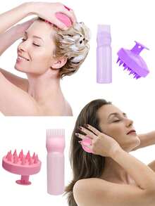 2 szt./zestaw Salon Hair Oil Applicator Bottle z grzebieniem do masażu, nadaje się do farbowania odrostów lub olejków eterycznych, masażu głowy i relaksu, łatwy w użyciu, do profesjonalnego salonu lub pielęgnacji osobistej, butelka do farbowania włosów, narzędzia do stylizacji włosów i pielęgnacji osobistej (opcje 2/1 szt.)