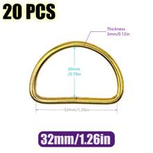 20 pièces/paquet Boucle de connexion en métal D Ring pour ceinture, sangle de sac à main, accessoire de sac, chaussure, DIY, couture. Tailles : 10/12/15/20/25/32/38 mm