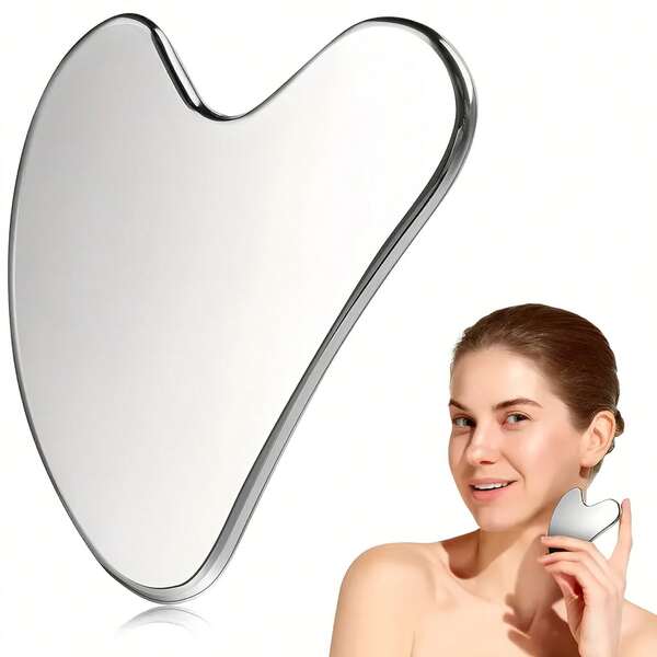 304 Stainless Steel Gua Sha Facial Tools - Face Massage Tools - Smooth Sturdy Metal Guasha Tool For Face Body Reduce Puffiness - Massage Scraper Heart Shape Item(Silver)