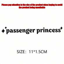 Car Reflector Sticker, Beautiful "Passenger Princess" Text Sticker, Car Interior Decor Sticker, Home Decor Sticker, For Car, Home Decor, Party Decorator