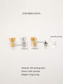 1 par de mini brincos de estrela dourada, brincos hipoalergênicos de prata esterlina 925, para uso diário feminino e masculino