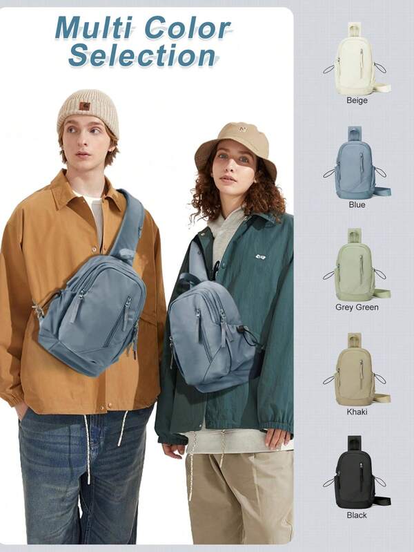 Lightweight Portable Sling Bag, Large Capacity Chest Bag With USB Charging Port, Multifunctional Side Bag, Luxury Shoulder Bag With Multi Pockets For School Students, Solid Color Waterproof Travel Crossbody Bag, Unisex Mobile Phone Bag For Business Outdoor Hiking, Fashion Sport Street Bag For Boy Girl