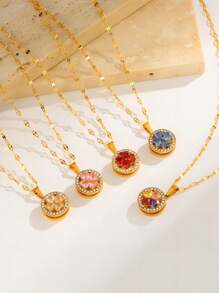 1 Piece Of Light Luxury Elegant Stainless Steel Rotatable Multi-Color Flower Pendant Necklace Elegant And Fashionable Representative Jewelry Suitable For Daily/Banquet/Party Wear Holiday For Girlfriend For Girlfriends