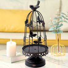 1PC Decorative Birdcage Candle Holders, For Pillar Candles, Black White Vintage Candle Holder, Metal Bird Cage Candle Stands, For Rustic Home Decor Table Wedding Centerpiece Bird Decor