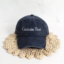 1pc Custom Text Embroidered Hat, Personalized Cap, Vintage Baseball Hat, Gift For New Dad Mom, Gift For Bride, Bachelorette
