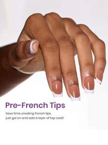 150 tiras de uñas de gel francés - 15 tamaños - cuadradas cortas - marrón y blanco, con base precubierta, pegatinas de uñas de gel 3 en 1, hazlo tú mismo, tiras de uñas de gel acrílico suaves y reutilizables, calidad de salón, ideal para manicura de mujer, uñas postizas, suministros para uñas