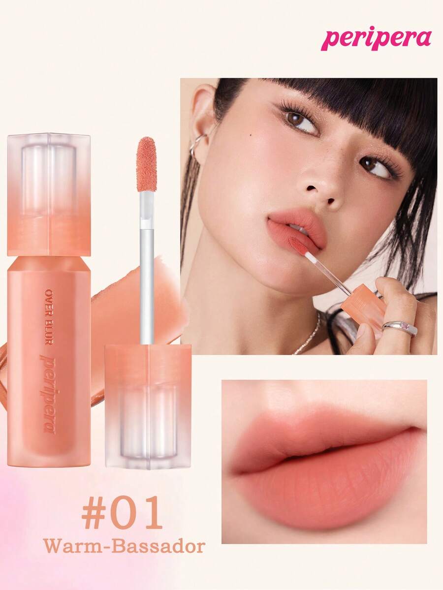 K-Beauty Peripera Over Blur Tint,轻盈丝绒液体唇膏,哑光柔焦,轻盈,持久,舒适,不粘腻,适合面膜使用,无白膜,K-Beauty,韩国彩妆 - # 01 Warm-Bassador - 查看 1