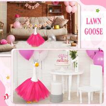 2pcs Princess Goose Outfit Crystal Rhinestone Goose Tiara Crown Tutu Skirt Goose Dress Cute Costume Decor For 17 ' 23 ' Cement/Plastic Porch Goose Spring Summer Party Outdoor Decoration
