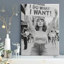 1PC I Do What I Want Wall Art, Vintage Woman Protest Canvas Wall Art , Black And White Print, Girl Power Art, Print, Retro Wall Decor,For Dorm,Apartment,Bedroom,Living Room,Modern Home Decoration Unframed