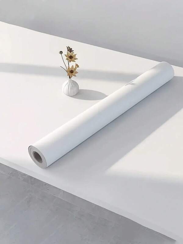 Papier peint blanc mat autoadhésif - papier contact vinyle imperméable et résistant à l'huile pour armoires de cuisine, transformation de meubles et décoration murale DIY pour la maison, stickers muraux, décor mural