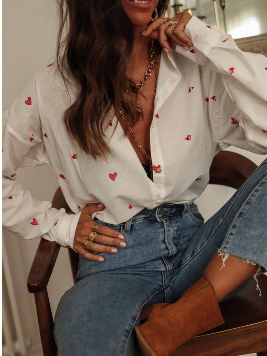 Blusa elegante de mujer con encaje bordado francés - Camisa de manga abullonada y transparente con botones delanteros, cuello de volantes, apta para ropa de primavera y verano