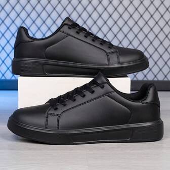 男士黑色休闲运动鞋 - 透气、防滑、柔软 MD 鞋底，适合休闲穿着、运动、户外活动、所有季节