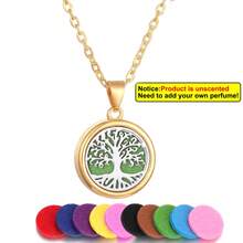 全新金色香薰吊坠项链香薰珠宝心形花朵生命之树香水精油扩散器项链香薰扩散器吊坠盒式珠宝 - 彩色 - 查看 19