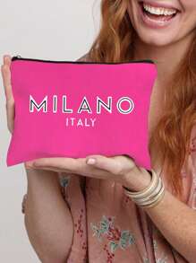 Printed With Letters MILANO Multi Functional Canvas Bag, Makeup Bag - Lightweight And Odorless Polyester Travel Wash Bag,Portable Makeup Bag, Perfect Travel Organizer For Cosmetics And Stationery, Canvas Bag,Fashionable Multifunctional Makeup Bag, Mother Makeup Bag, Travel Essentials, Dormitory Supplies, Bathroom Storage, Jewelry Storage, Lip Oil And Cosmetics Storage Bag School Supplies Pouch Make Up Bag Holiday Essentials,Mother's Day Gift