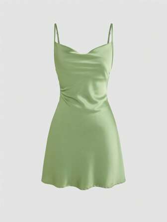 Satin-Minikleid mit Schalkragen, Raffungen und Schmetterlingselementen