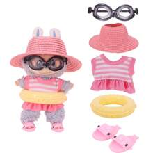 17cm Plüschpuppen Badeanzug Serie Outfit Set, abnehmbares Outfit, geeignet für 1. & 2. Generation LBB Outfits, Sitz-Party Kleidung (Puppe nicht enthalten)