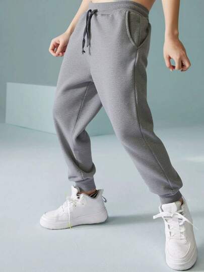 Jogger Liso de Algodon Afelpado para Niño Juvenil Adolescents Pantalón Deportivo Ropa de Niños y Niñas 6 a 16 Años 110 a 160cm