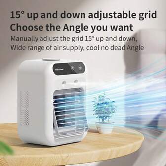 500 ml watercapaciteit USB oplaadbare vernevelingsventilator, draagbare desktopkoelventilator, draagbare airconditioner, luchtbevochtiger, luchtkoeler met 9 bladen, hoge windkracht, 1800 mAh, luchtkoeler - compact persoonlijk koelapparaat voor kantoor, studentenhuis en thuis, wit, langdurige werking