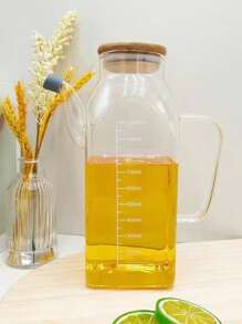 1pc Glass Oil Bottle, Large Capacity Kitchen Oil Vinegar Container With Spout, Leakproof, Measurement Scale