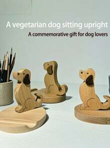 2 pezzi/1 pezzo Supporto per telefono/tablet a forma di cane in legno carino, porta oggetti multifunzione per scrivania, adatto per ufficio, tavolino da caffè, casa e giardino, interno ed esterno, ottimo regalo per vacanze, laurea, ritorno a scuola, Natale